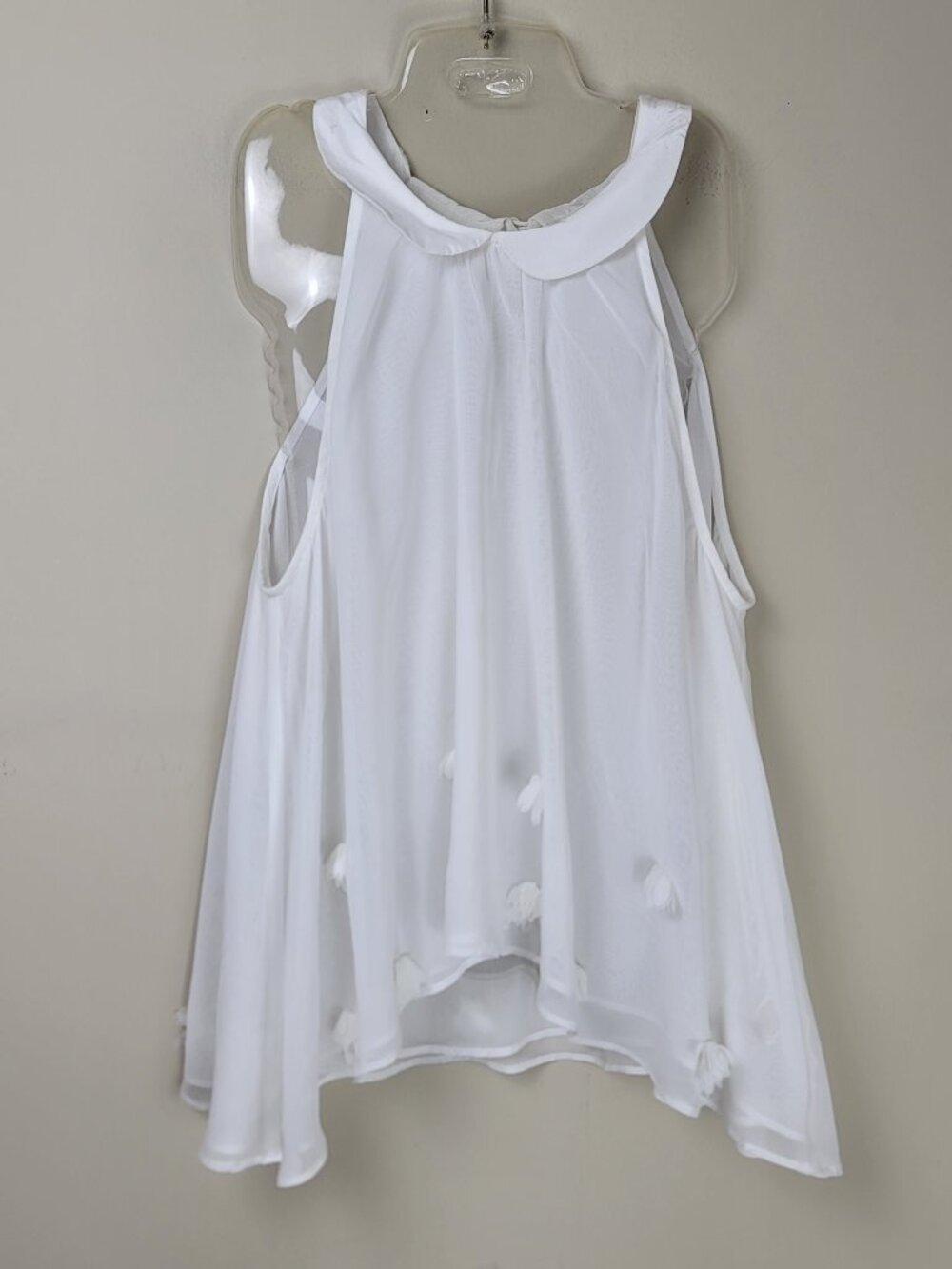 Free People Sheer Floral High Neck Tank Top White Boho Romantic Feminine Flowy - Picture 2 of 10